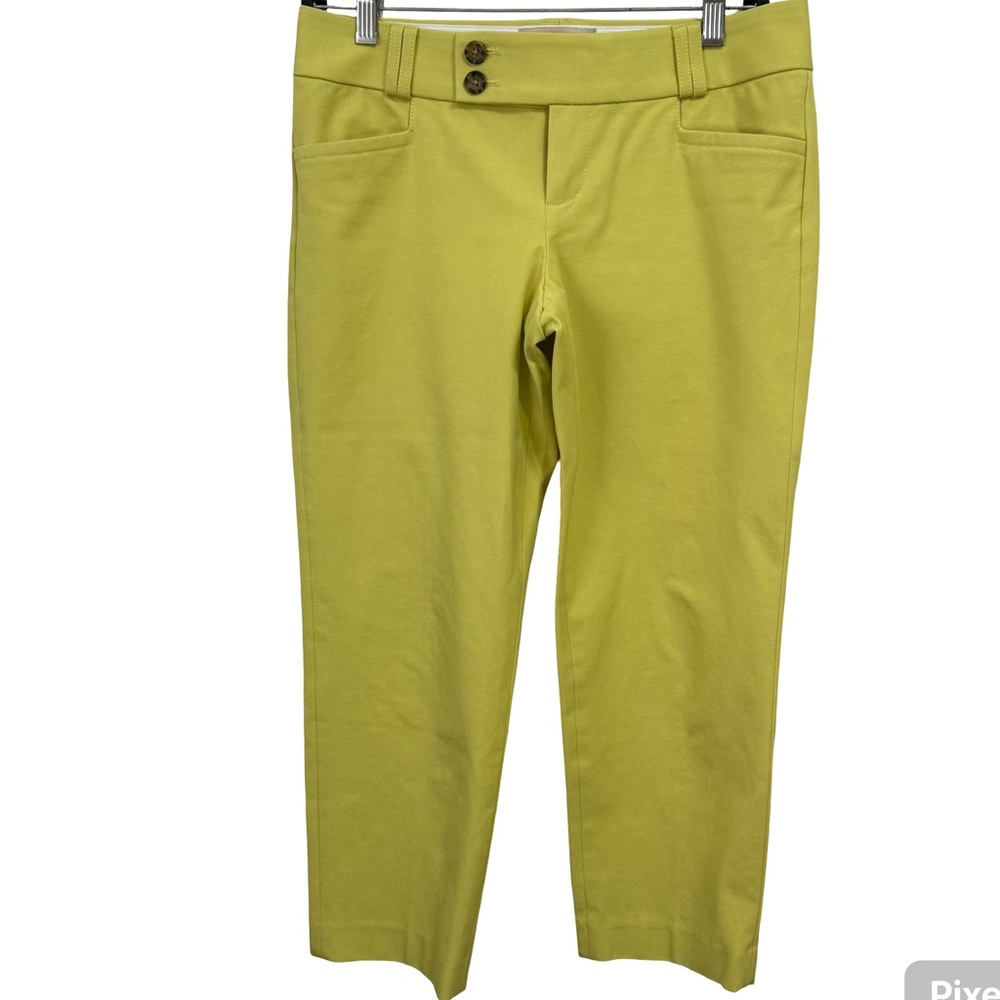 Banana Republic Factory Lime Yellow Martin Fit Mid Rise Straight Leg Pant 4